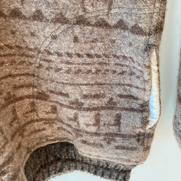 Wool Del Mundo Sweater Thick Llama Print Pockets Medium Vintage Boho Warm Unique - Picture 3 of 7